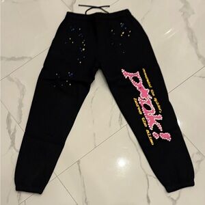 Men's small Black spider Sweatpants p*nk